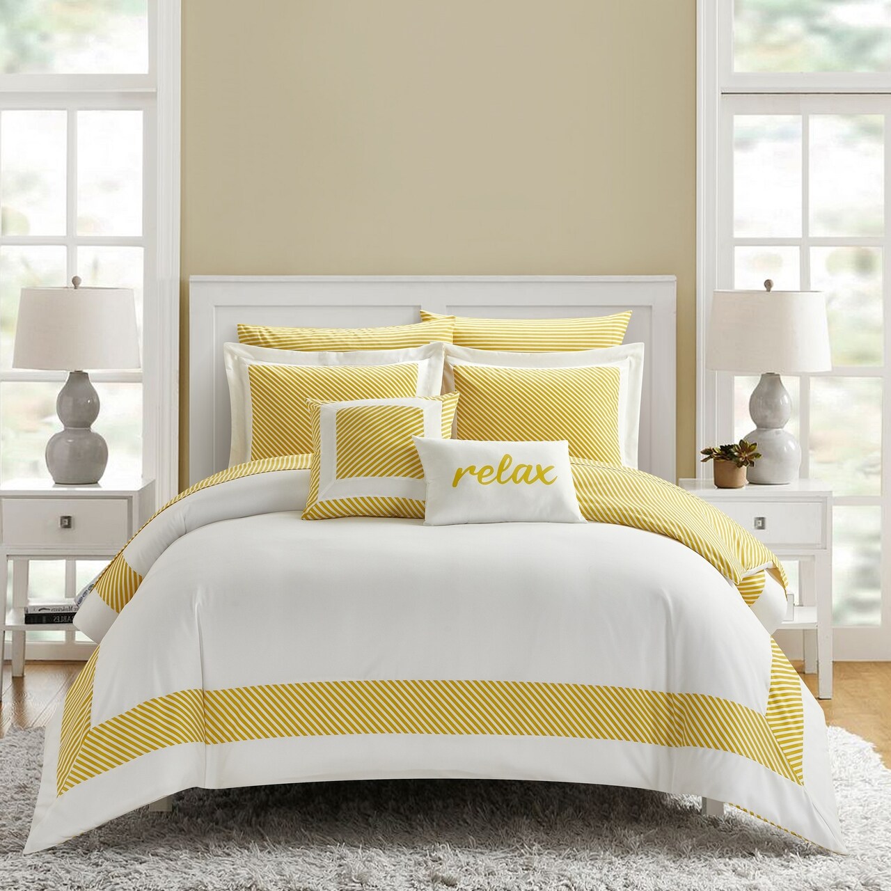 Chic Home NYandC Home Dibson 7 or 9 Piece Comforter Set Striped Hotel Collection